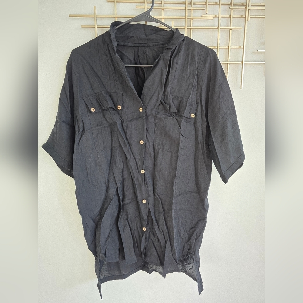 Black Lightweight Shirt with Collar​